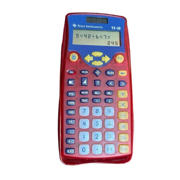 Texas Instruments TI-10 Elementary Math Calculator Red Yellow - Picture 3 of 7
